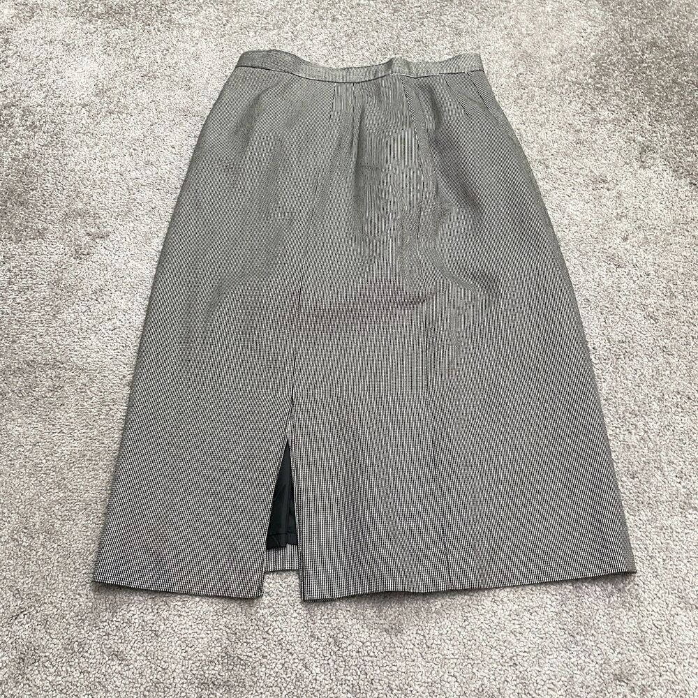 Anthonys Vintage Pencil Straight Midi Skirt Womens 12 Black White Check Slit